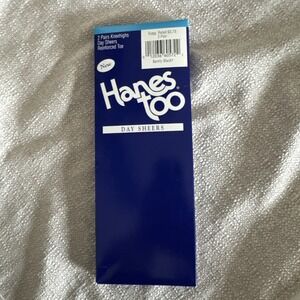 Hanes Kneehighs Too Day Sheers 2 pair in Barely Black reinforced toe